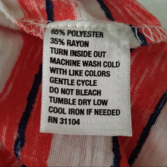 Red Camel Striped V-Neck Blouse - Coral White, Blue - Picture 5 of 5